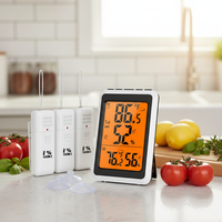 Digitale thermometer Huishoudelijke kunststof draadloze hygrometer 3 externe sensoren Binnen- en buitentemperatuur-vochtigheidsmeter Max Min