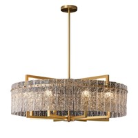 Luminaire de luxe pour salon Lustre moderne simple élégant postmoderne de créateur pour salle à manger Lustre en verre et cuivre