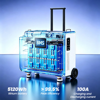 Station d'alimentation portable 5120Wh LFP, onduleur à onde sinusoïdale pure 5KW, générateur solaire MPPT 6000W, contrôle à distance par application, 6000 cycles