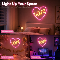 Letrero Luminoso LED de Neón Flexible con Forma de Corazón, Decorativo y Moderno, de Plástico, con Clasificación IP67, Decoración de Pared, Luz Blanca Cálida de 3000K, Lámpara de Neón USB para Dormitorio