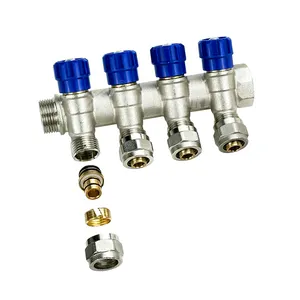 TUBOMART pipe brass manifold water heating systems 3/4" 1" water distribution 4 way manifold EN12164 brass material