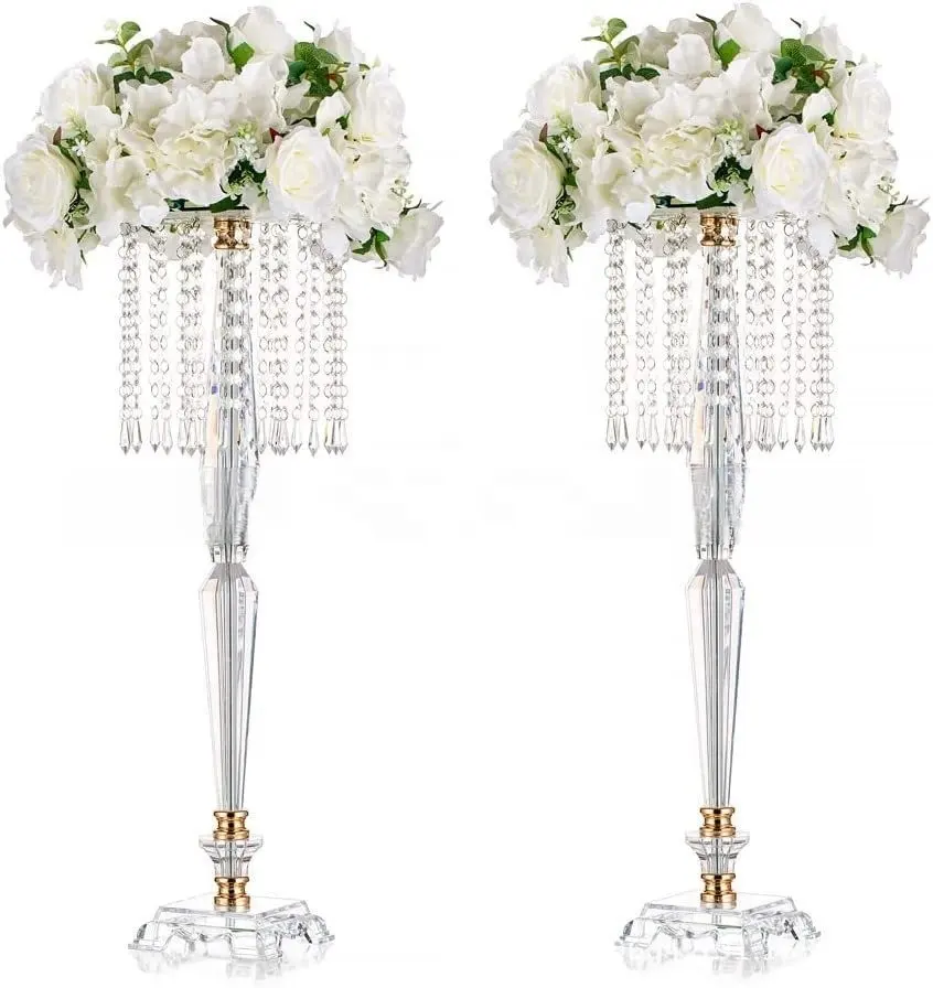 Soporte de exhibición de flores de cristal acrílico de 66Cm, diseños de soporte de flores para mesas, centros de mesa, decoraciones para fiesta de boda