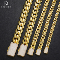 Chaînes cubaines plaquées or 18 carats Kaleido, collier en laiton, 10/12/14/16 mm, chaîne cubaine Miami personnalisée pour rappeurs, hommes, hip hop