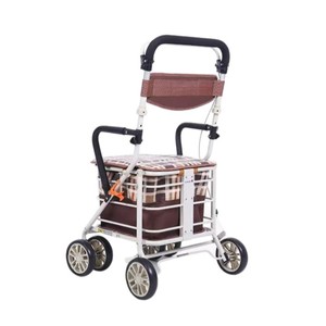 Js <b>Folding</b> Shopping Cart With Seat And Basket For Elderly Mobility Aid Lightweight Portable <b>Walker</b> With Four Wheels - Product Image 5
