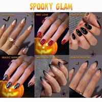 BTArtbox Faux ongles courts ovales personnalisés à presser avec colle, vente en gros, marque privée, ensemble d'ongles à presser en gel souple rouge Noël