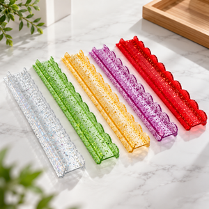 En stock: Regla de clasificación de fichas de mahjong americano de acrílico con lámina dorada navideña, de 20 pulgadas, con ranuras festoneadas, plegable e impermeable. - Product Image 2