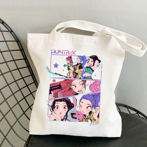 Saja donna Kpop Demon Hunters modello Tote borsa in tela alla moda riutilizzabile da viaggio e Shopping Bag personalizzata - Product Image 3