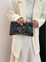 Pochette en cuir PU pour femme, petit sac à main zippé plissé