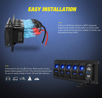 Commutateur de montage sur panneau double chargeur USB LED voltmètre voiture caravane bateau marin 5 gangs interrupteur à bascule panneau 12V étanche