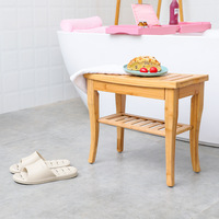 Chaise de douche multifonctionnelle en bambou, banc de douche, tabouret, Spa, organisateur de bain avec étagère de rangement