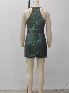 Nuove Donne di Perforazione <span class=keywords><strong>a</strong></span> Caldo Strass Dalla Fasciatura di Bodycon Del Partito Del <span class=keywords><strong>Mini</strong></span> Vestito Della Signora Matita Halter Backless Della Maglia Della Rappezzatura <span class=keywords><strong>Abiti</strong></span> - Product Image 6