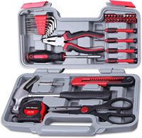 Ensemble d'outils à main OEM de 39 pièces avec garantie d'un an, outils métalliques, coffret de rangement rigide pour la réparation à domicile et le bricolage