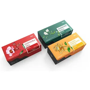 Scatole regalo teabox con cassetto artigianale ondulato con logo stampato personalizzato di scatole per imballaggio in carta verde foglia di tè piccolo fiore