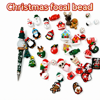 Perles focales en silicone 3D de Noël sans BPA, perles en vrac en relief pour la fabrication de stylos perlés, de bijoux et d'accessoires de porte-clés