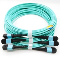 Jumper MPO 16 inti kualitas tinggi, 50/125 OM4 OM3 Multimode 3.0mm kabel serat LSZH MPO APC konektor serat pria wanita