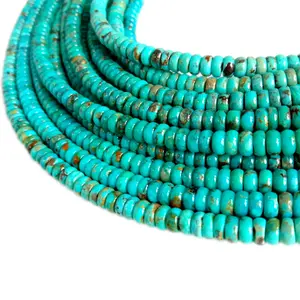 Natural African Turquoise 4mm Faceted Rondelle Beads 16" Strand