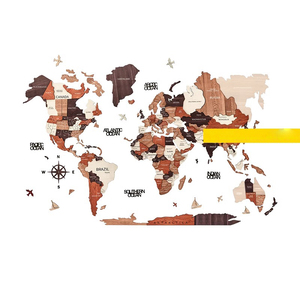 <span class=keywords><strong>Carte</strong></span> du monde en bois 3D Art grand décor mural Art mural pour la maison et la cuisine ou le bureau avec 3 options de taille différentes - Product Image 6