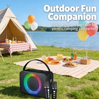 Sistema de Karaoke Portátil Todo en Uno con Altavoz, Dos Micrófonos Inalámbricos, Luces RGB, Sonido HIFI, para Fiestas en Casa, Entretenimiento Familiar y Computadora