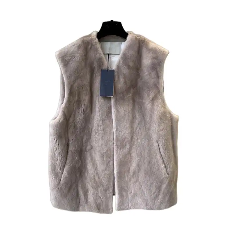 Top Quality Real Mink Fur Vest Women Sleeveless Australian Pearl Mink Fur Waistcoat