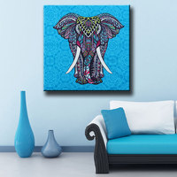 Peinture diamantée éléphant coloré, perceuse carrée complète, décoration d'intérieur S2F2483