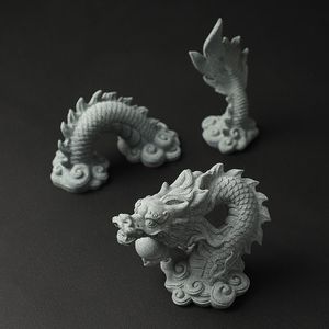 Style chinois Bon augure Dragon Loong Zodiaque Micro Paysage Rocaille Eau Fish Tank Vieux Objets Petits Ornements Artisanat À La Main - Product Image 5