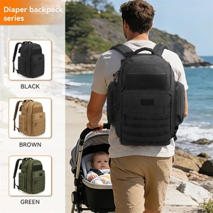 <span class=keywords><strong>Sac</strong></span> à <span class=keywords><strong>dos</strong></span> à langer tactique inspiré de l'armée en nylon Cordura 1000D imperméable <span class=keywords><strong>avec</strong></span> sangles Molle, capacité 34L, fermeture éclair et matelas à langer - Product Image 2