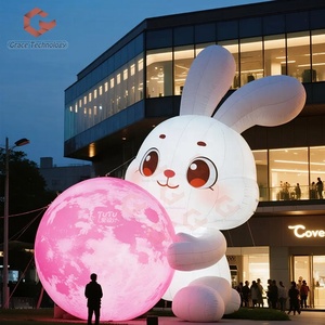 La bande dessinée gonflable de lapin de la publicité a mené le modèle animal gonflable de lapin d'éclairage pour des événements commerciaux - Product Image 1