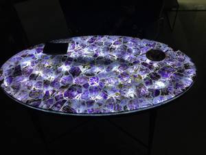 Dalle de carrelage en quartz améthyste rétroéclairée en pierre semi-précieuse de luxe naturelle pour la décoration d'hôtel - Product Image 3