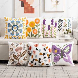 Nuevas llegadas planta flor forma bordado tiro almohada aceptar personalizado bordado <span class=keywords><strong>funda</strong></span> de cojín para el hogar sofá - Product Image 5