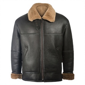 Wholesale Men's XS Cow Skin <b>Leather</b> Standard Stand <b>Winter</b> Waterproof Plain Dyed Bomber <b>Jacket</b> Eco-Friendly Canvas Moto Biker - Product Image 1