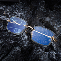 KAJILA Lunettes de soleil tendance pour hommes, sans monture, avec verres taillés diamant, motif tête de léopard, protection UV400, personnalisables avec logo, vente en gros