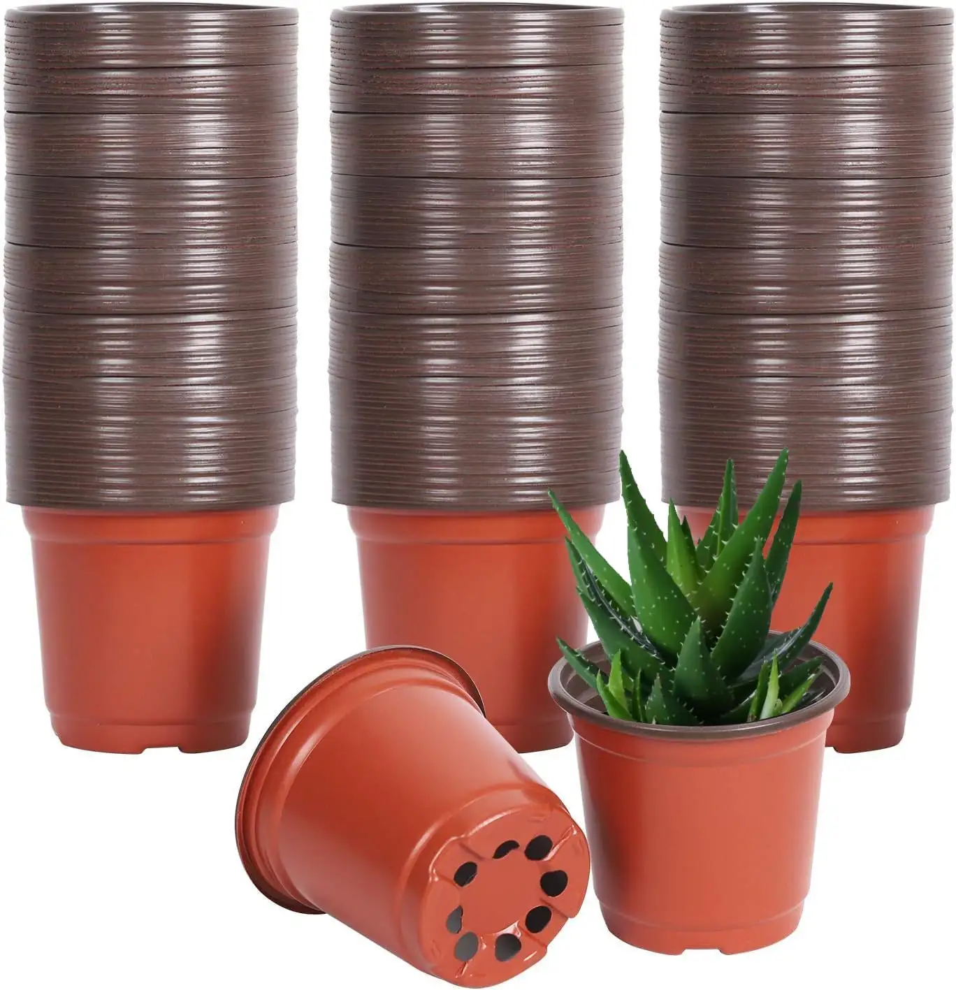 Pots de pépinière rouge pour plantes Pots en plastique avec trou de drainage et soucoupe pour jardinage plantes fleurs légumes