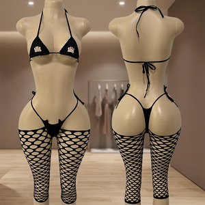 Ensemble de trois pièces sexy pour femmes adultes W.E.Club Performance, tenue de danse exotique, tanga, en spandex/nylon - Product Image 3