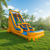 Toboggan aquatique gonflable Tropical Fiesta Breeze de 18 pieds, piscine commerciale en PVC pour l'extérieur, location pour fêtes dans la cour, thème arbre, installation facile
