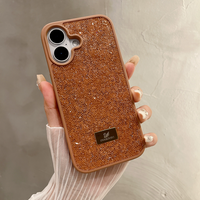 Étui de téléphone brillant de luxe antichoc avec placage diamant pour iPhone 14 15 16, coque de téléphone portable