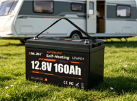 Batterie LiFePO4 Enlzh personnalisée 12,8 V 160 Ah avec auto-chauffage et BMS pour stockage d'énergie solaire