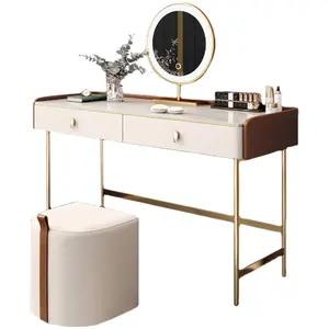 Kleine Luxe Rock Dressoir Minimalistische Make-Up Ijdelheid Met Geïsoleerde Wind Make-Up Spiegel Voor Moderne Slaapkamer