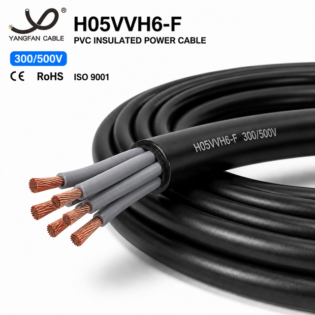 Flexible H05VVH6-F PVC Flat Traveling Cable 450/750V for Elevator Lift and Conveyor Systems - 99.9% Oxygen-Free Copper