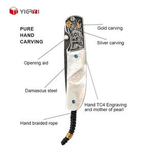 سكين جيب عالي الجودة مصنوع يدويًا سكين سورفيفال للاستعمال في الخارج EDC سكين داماسكوس فولاذي قابل للطي من شركة نيلسون هورنيت الأمريكية - Product Image 5