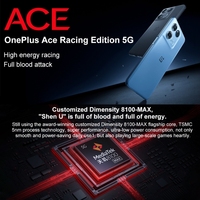Pas cher Original 5G OnePlus Ace Racing 8GB + 128GB 5000mAh Batterie 64MP Caméra 6.59 pouces Téléphones Mobiles
