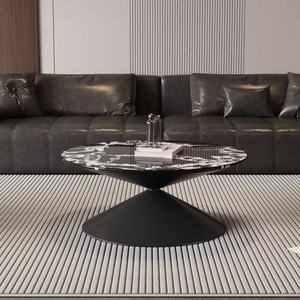 Table à thé en marbre de style italien Ronde Minimaliste Luxe léger Design flottant pour les petits salons modernes - Product Image 4