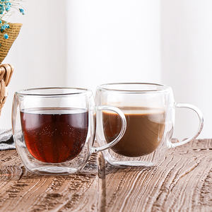 ชุดถ้วยกาแฟฉนวนใส2ชั้นพร้อมหูจับสำหรับชาคาปูชิโน่บ้านและสำนักงาน - Product Image 4