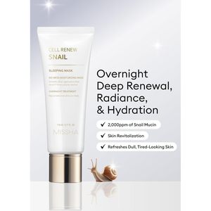 Masque de nuit hydratant Missha Cell Renew Snail 110 ml, soin de nuit pour tous types de peaux - Product Image 3