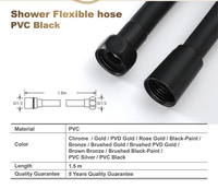 Tuyau de douche à colonne portable salle de bain wc rondelle 1/2 pouces argent blanc noir coloré 1.5m tube flexible pvc tuyau de douche