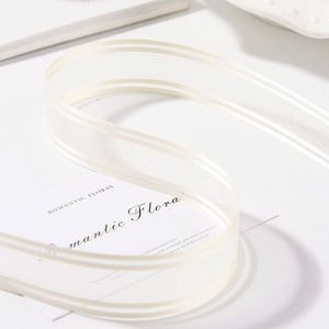 Custom Elegant 2.5cm Sheer Striped Organza Ribbon for <b>Wedding</b> <b>Gift</b> <b>Box</b> Wrapping 10 Yards/roll - Product Image 5