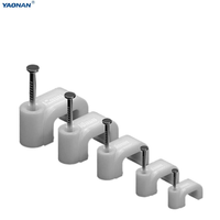 Clips de câble carrés en acier, attaches murales en plastique PE, clips de câble carrés multi-tailles pour câblage électrique, blanc et noir