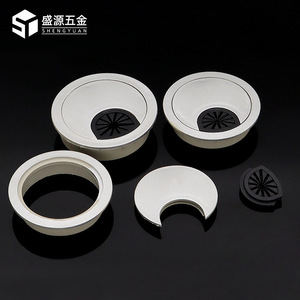 Shengyuan Plastic Cable Hole Cover 50mm 53mm 60mm 80mm Sand Silver <b>Desk</b> Decorative Ring Office Supply - Product Image 1
