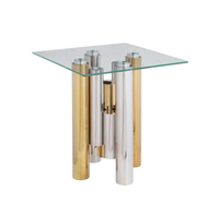 Table à manger rectangulaire de luxe en acier inoxydable doré de haute qualité avec plateau en verre trempé, pliable, pour la maison et l'hôtel