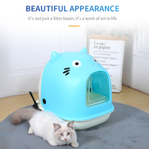 Kleiner Katzenklo-Boxen aus Kunststoff mit Klappdeckel, vollständig geschlossen, spritzwassergeschützt, rund, mit einfacher Reinigungsfunktion - Product Image 2