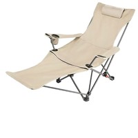 Chaise de camping pliable et réglable de style glamping, très populaire, avec repose-pieds et coussin en tissu Oxford pour l'extérieur